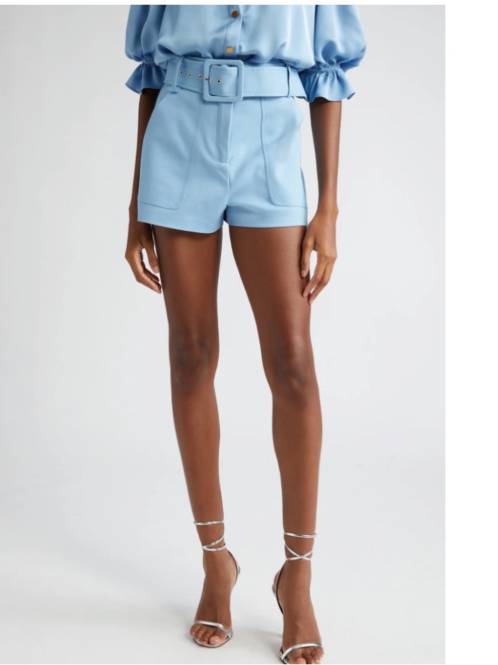 RAMY BROOK Kasey Belted shorts in blue quartz